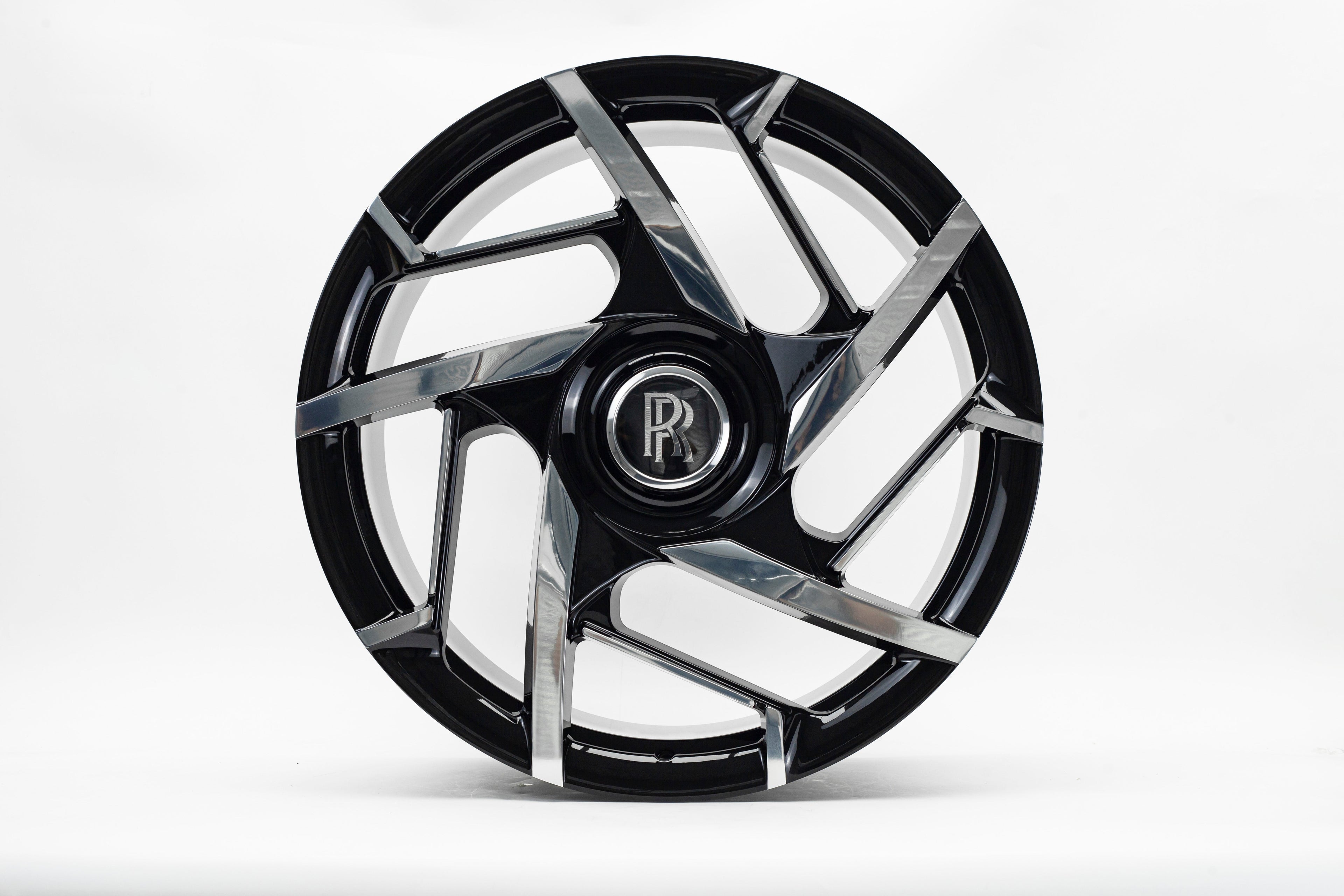24" Rolls Royce Ghost Phantom Wraith Forged Monoblock Black Polished Wheels & Rims