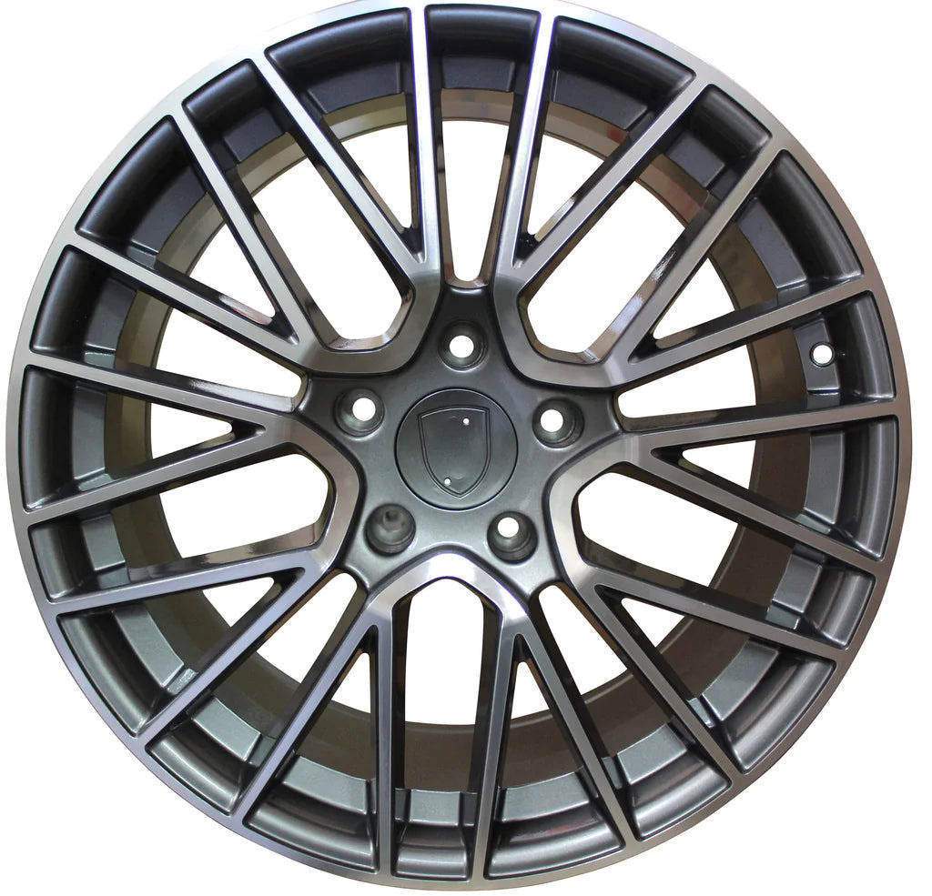 22" Porsche Cayenne S GTS Turbo Mesh Spyder Gunmetal Machined Wheels & Rims