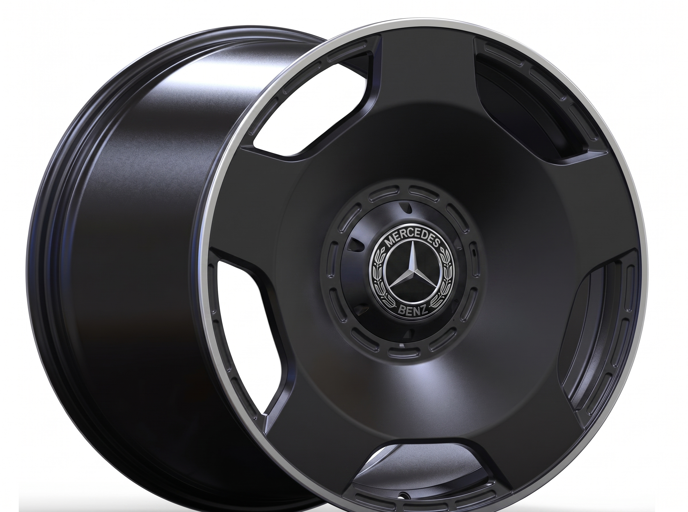 22" Mercedes S-Class Forged Hammer Satin Black Machined Lip Style 58 Wheels