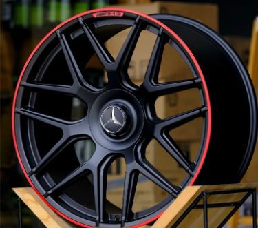 22" Mercedes ML GL GLE GLS Matte Black Red Lip Wheels & Rims
