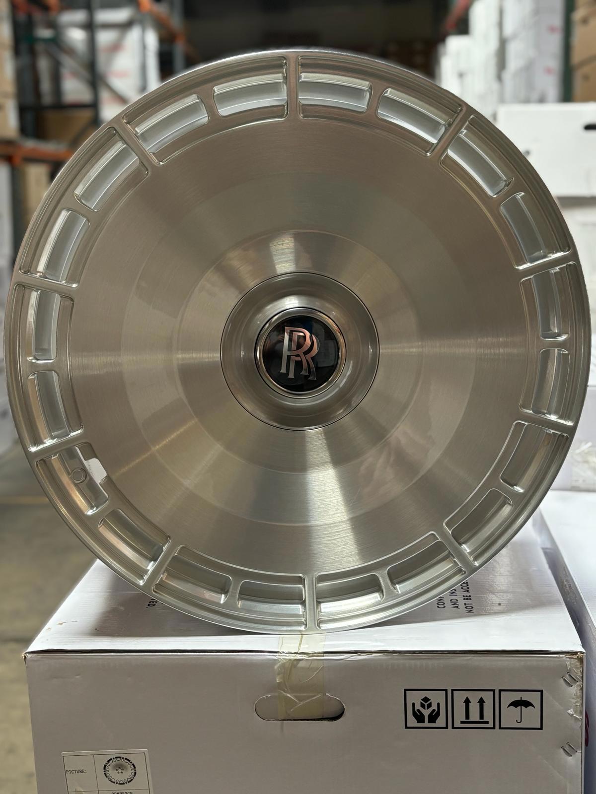 24" Rolls Royce Ghost Cullinan Phantom Forged Brushed Silver Style 25 Wheels & Rims