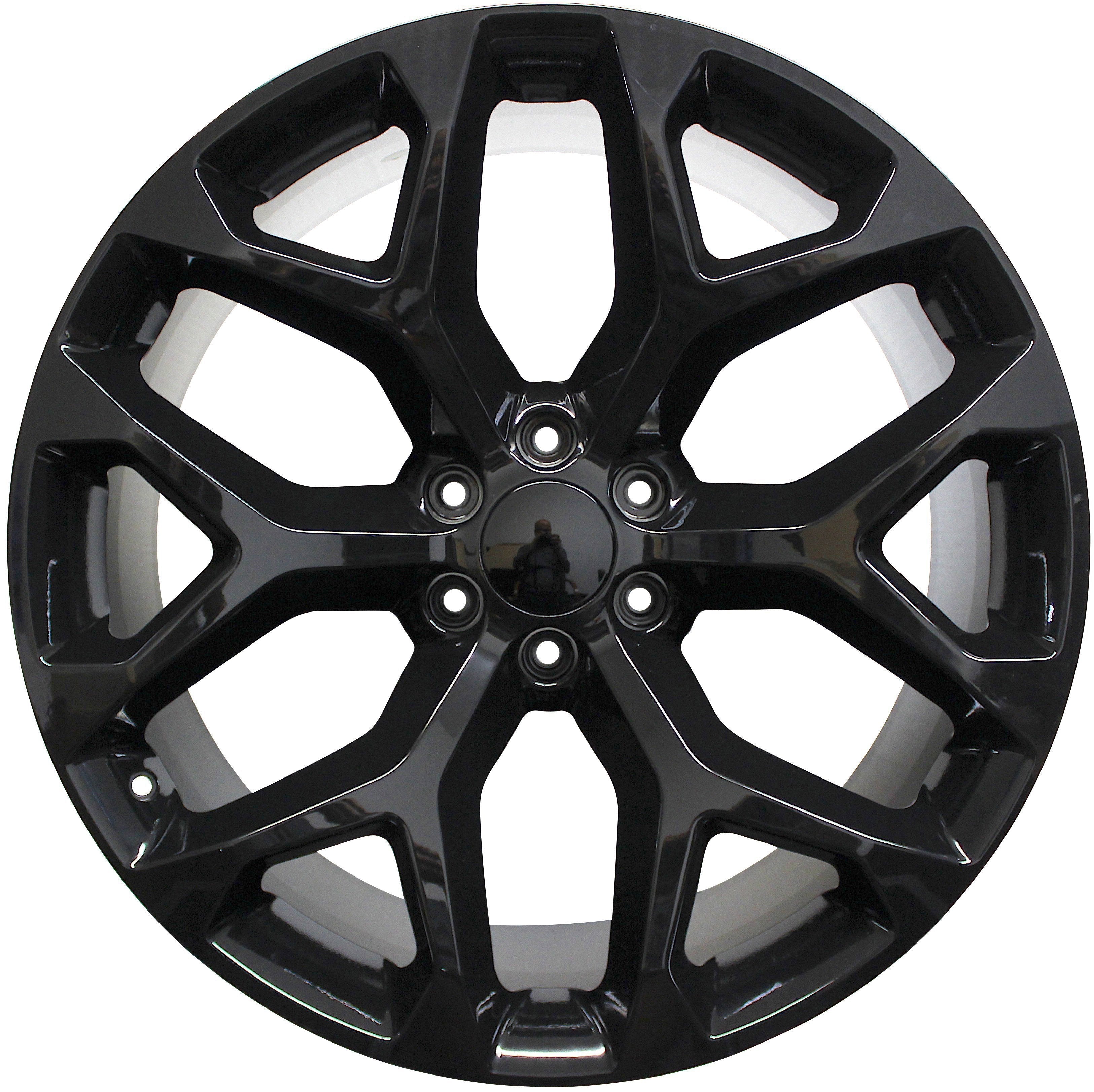 22" Chevy GMC Sierra Denali Yukon Tahoe Suburban Snowflake Gloss Black Wheels & Rims