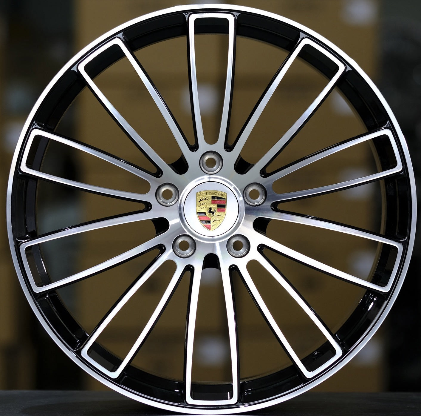21" Porsche Cayenne Forged Base Turbo S GTS Staggered Black Machined Wheels & Rims