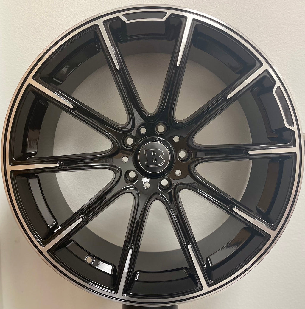 22" Mercedes S-Class S580 S600 Forged Staggered Gloss Black Machined Wheels & Rims