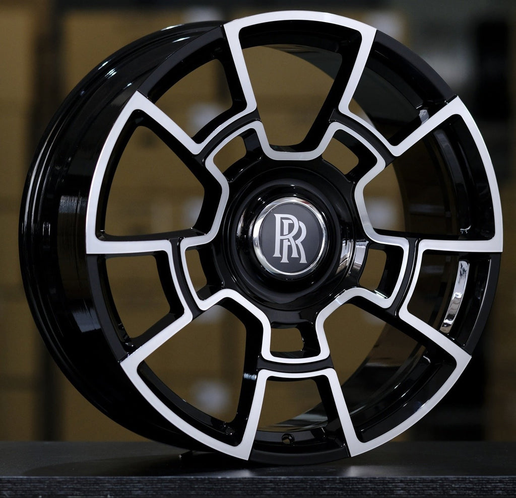 21" Rolls Royce Ghost Cullinan Phantom Forged Staggered Black Machined Wheels & Rims