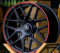 22" Mercedes G-Wagon G63 G550 G500 Matte Black Machined Lip Red Stripe Wheels & Rims