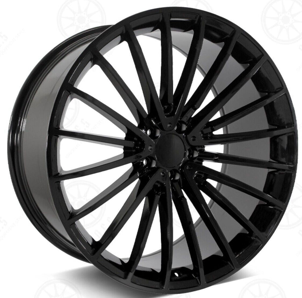 20" Mercedes S-Class S550 S580 S600 Staggered Gloss Black Style 45 Wheels & Rims