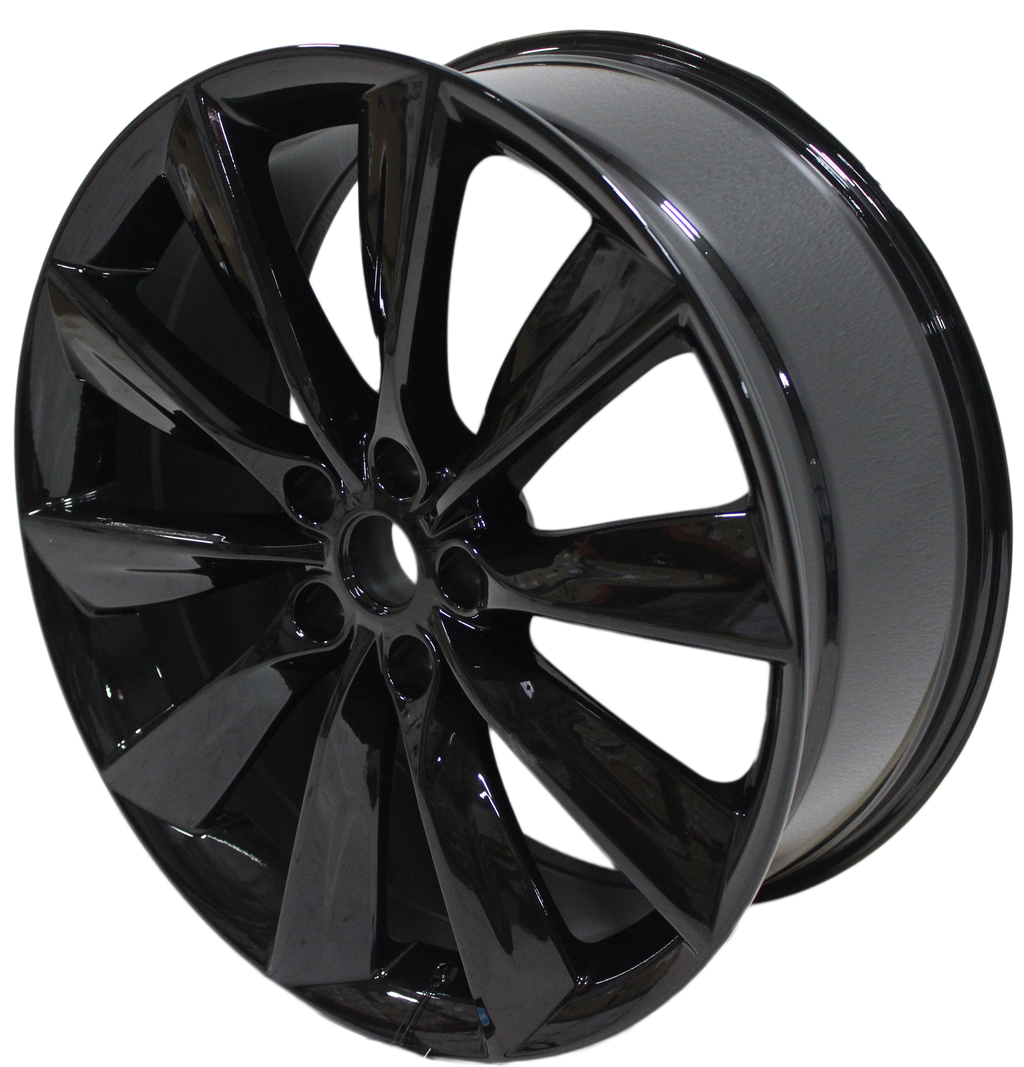 21" Tesla Model S Model X Staggered Twist Spoke Satin Black Wheels & Rims