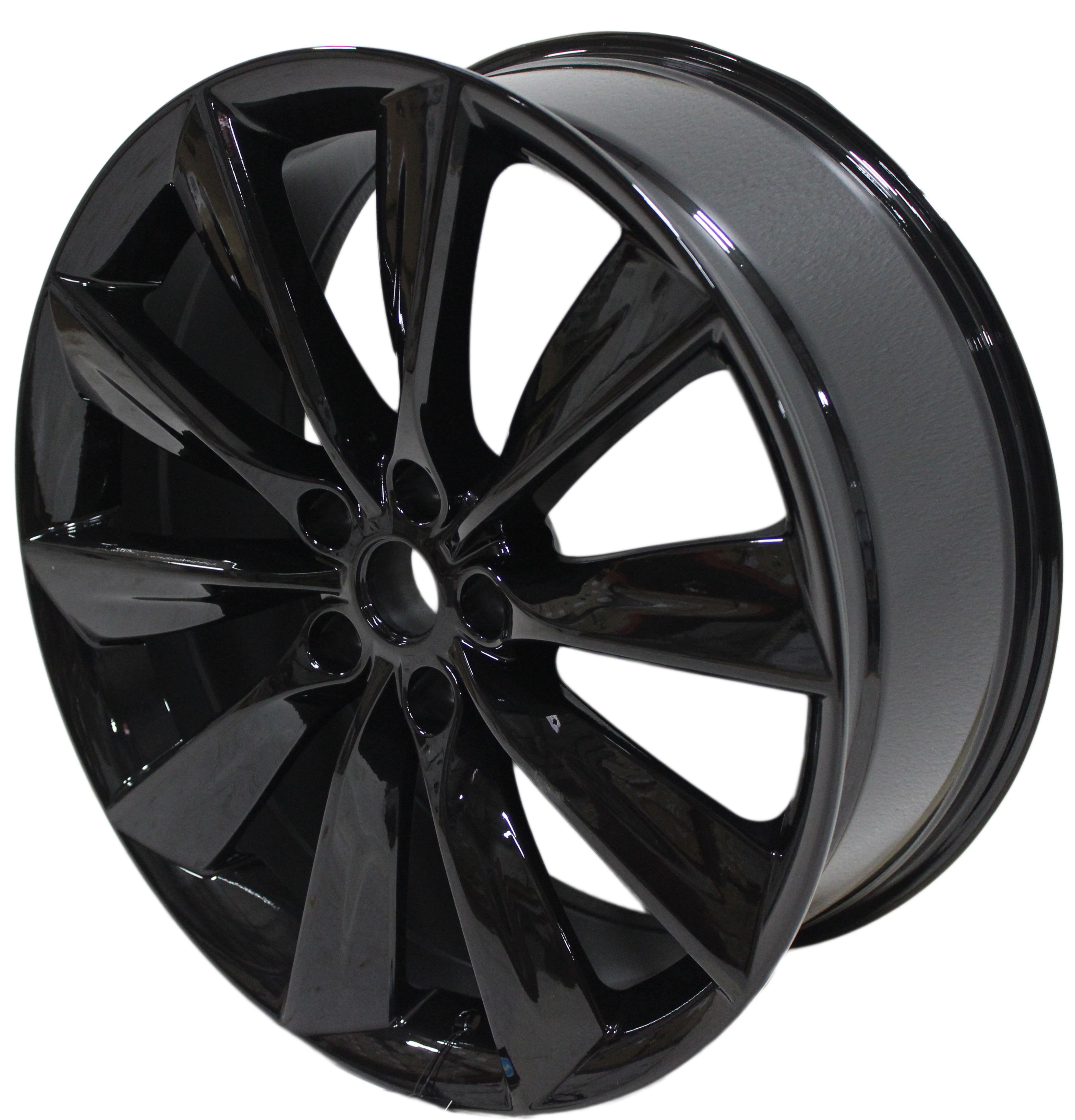 21" Tesla Model S Model X Staggered Twist Spoke Satin Black Wheels & Rims