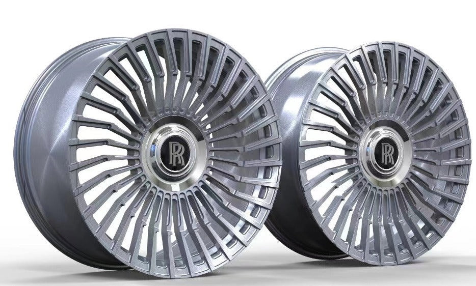 22" Rolls Royce Ghost Cullinan Phantom Forged Staggered Silver Brushed Wheels & Rims