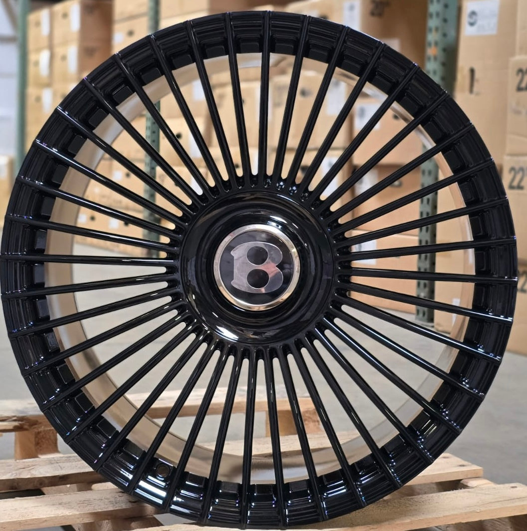 22" Bentley Bentayga Forged Gloss Black Polished Style 15 Wheels