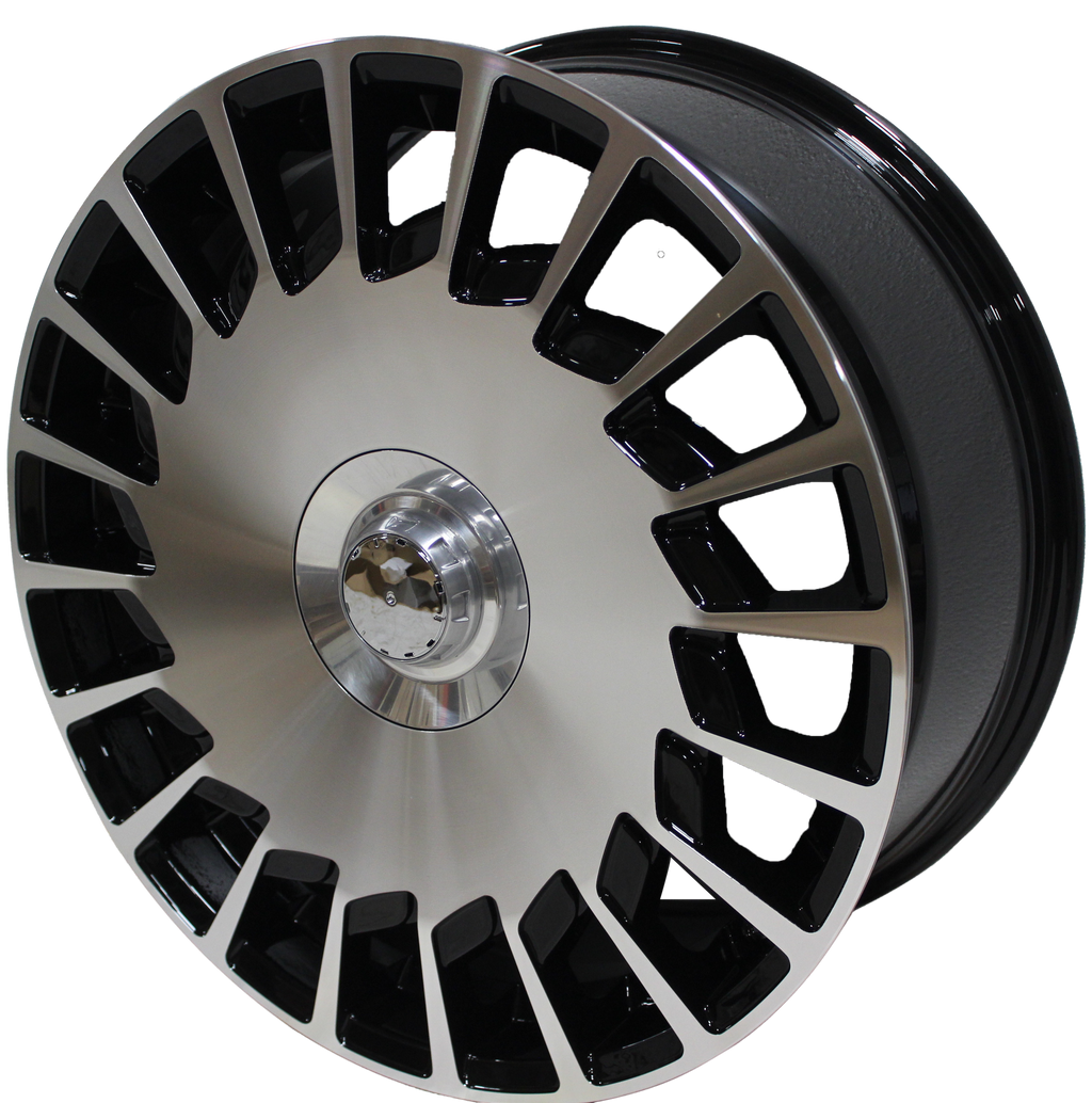 19" Mercedes S-Class Maybach Style Staggered Black Machined Wheels & Rims