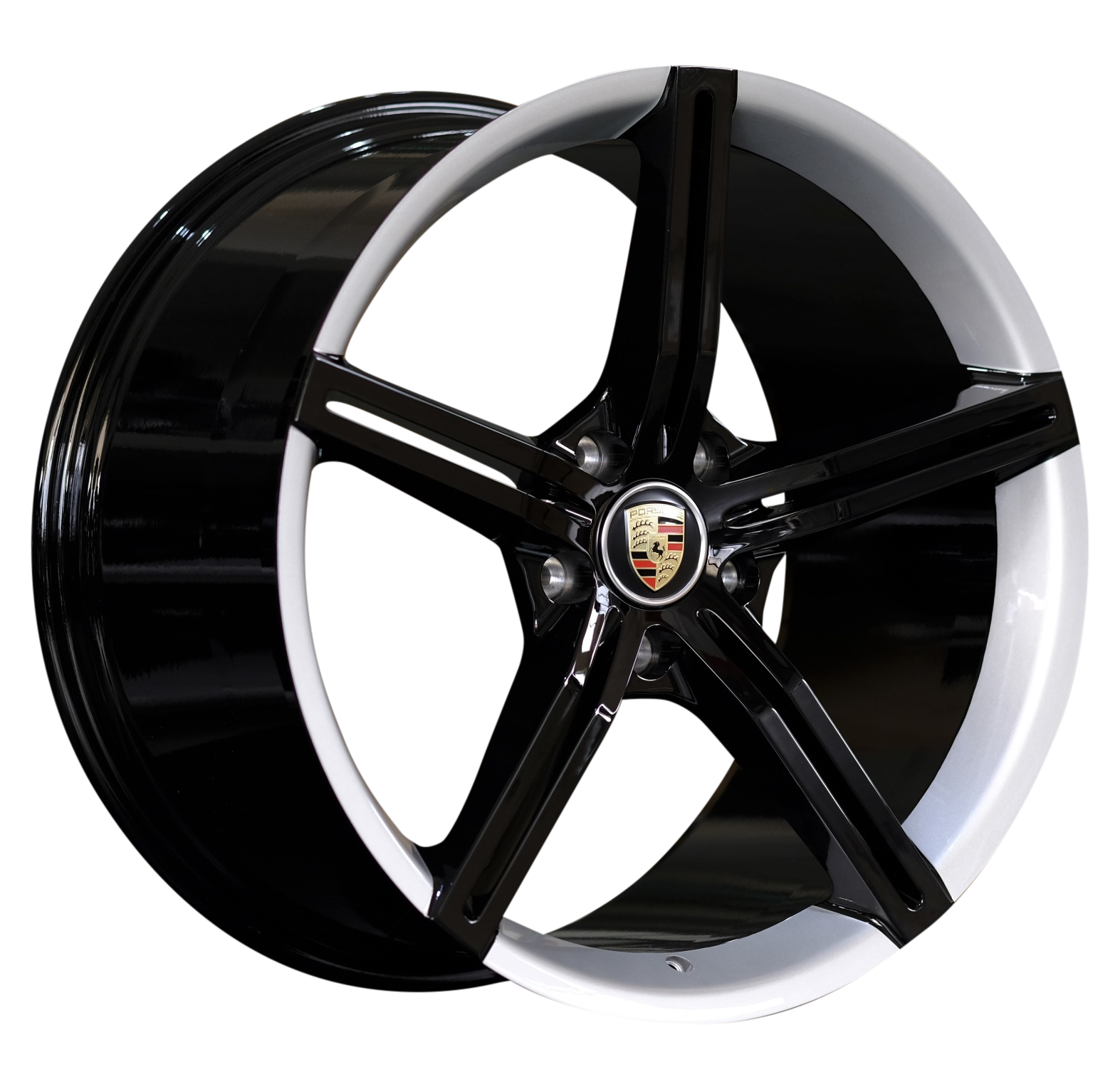 21" Porsche Taycan Panamera Forged Gloss Black White Lip Style 24 Wheels