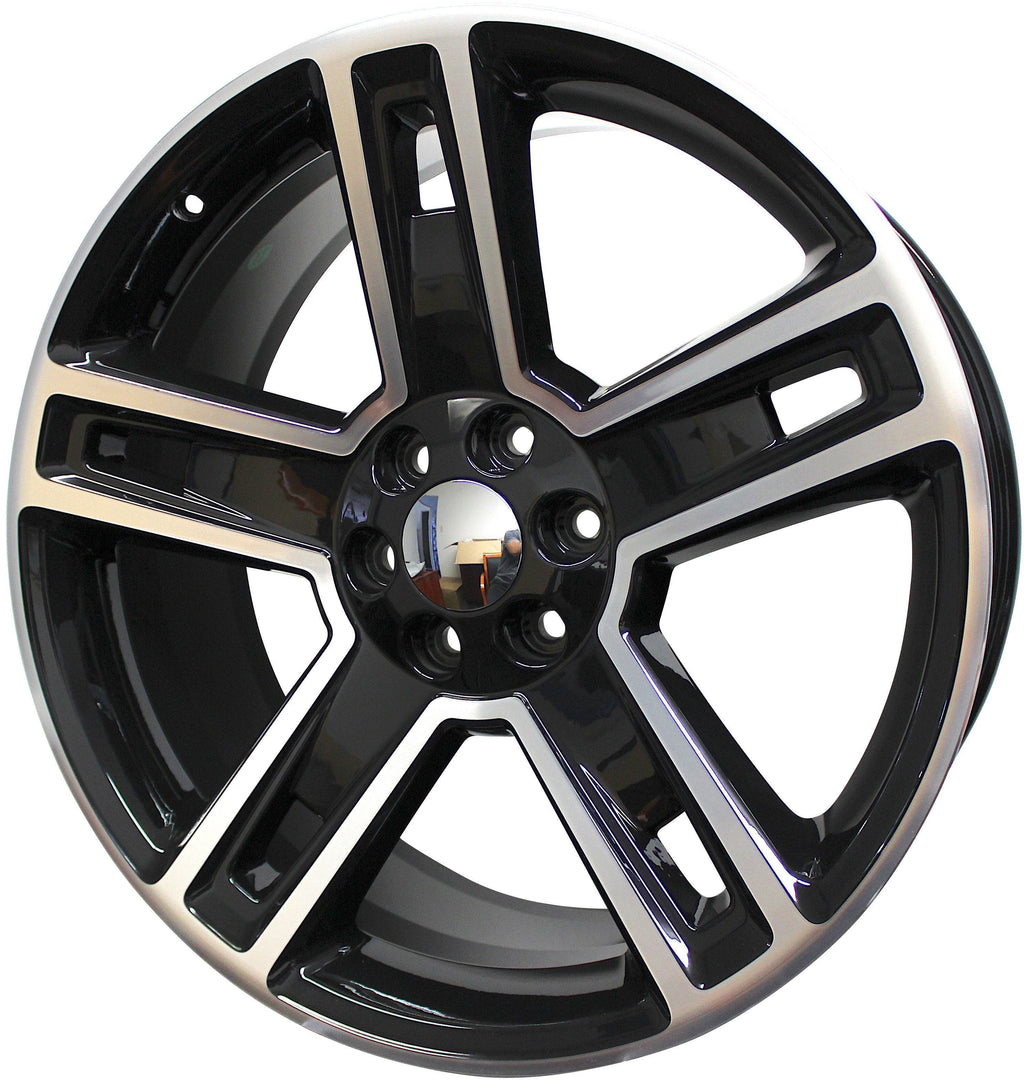 24" Chevy GMC Sierra Yukon Tahoe Snowflake Black Machined Style 21 Wheels