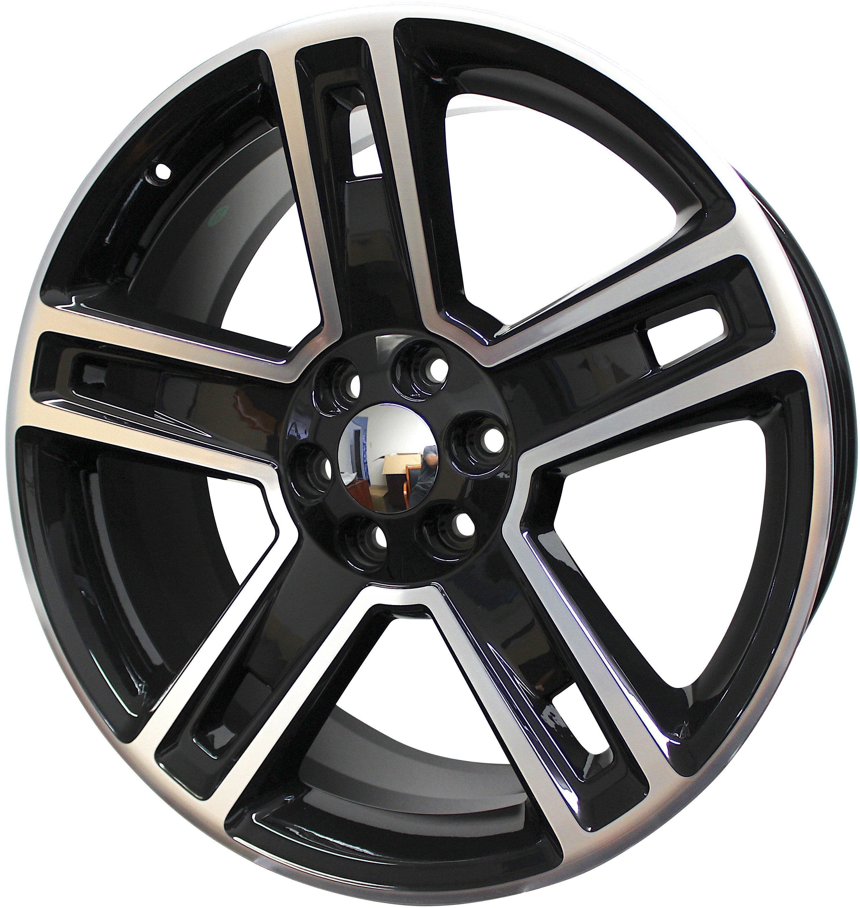 24" Chevy GMC Sierra Yukon Tahoe Snowflake Black Machined Style 21 Wheels