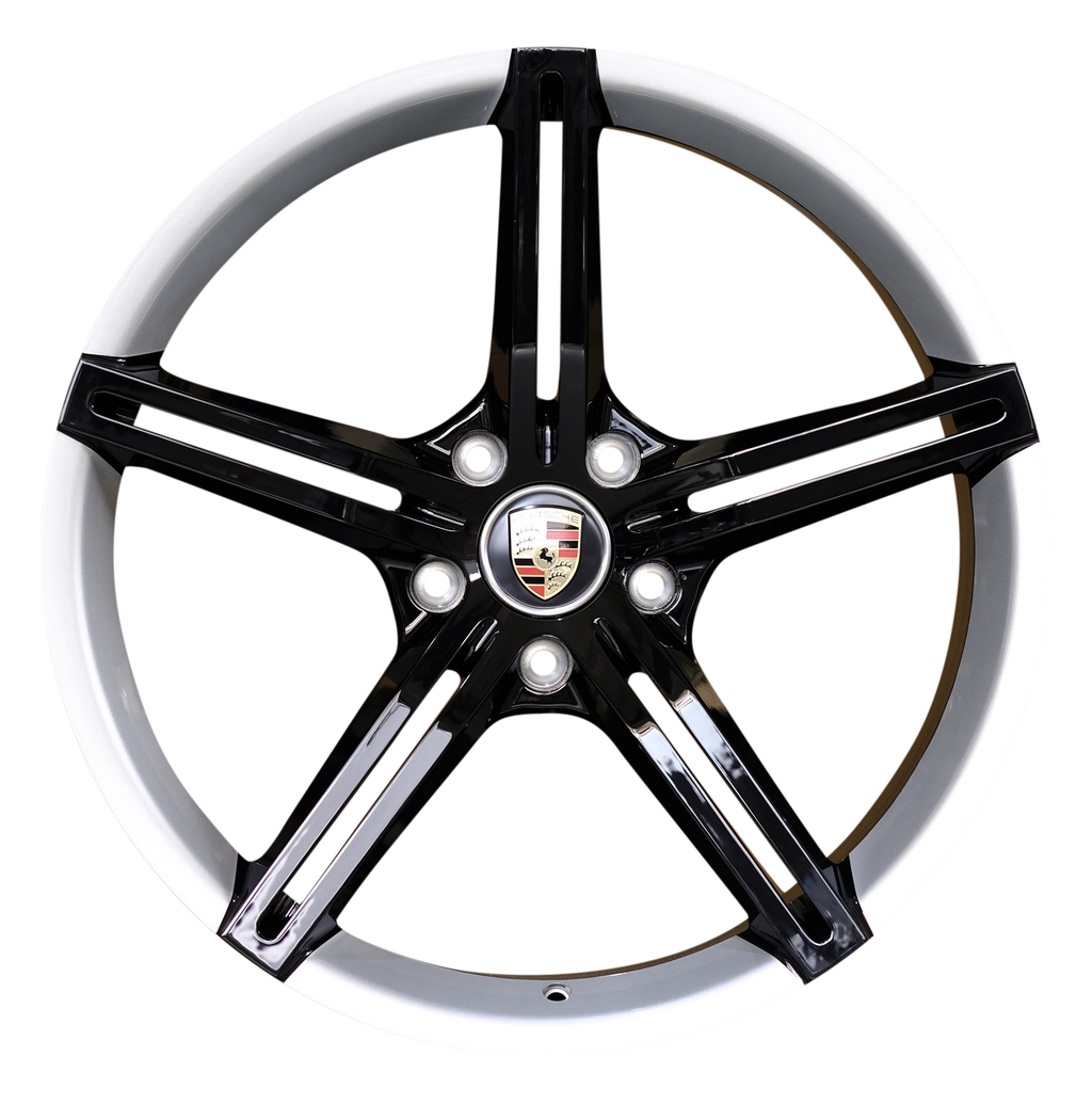 21" Porsche Taycan Panamera Forged Gloss Black White Lip Style 24 Wheels
