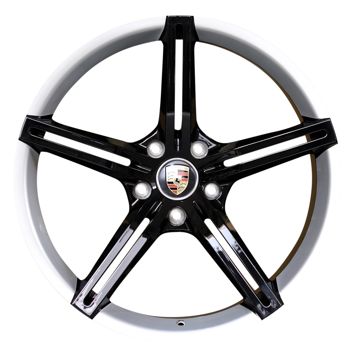 21" Porsche Taycan Panamera Forged Gloss Black White Lip Style 24 Wheels