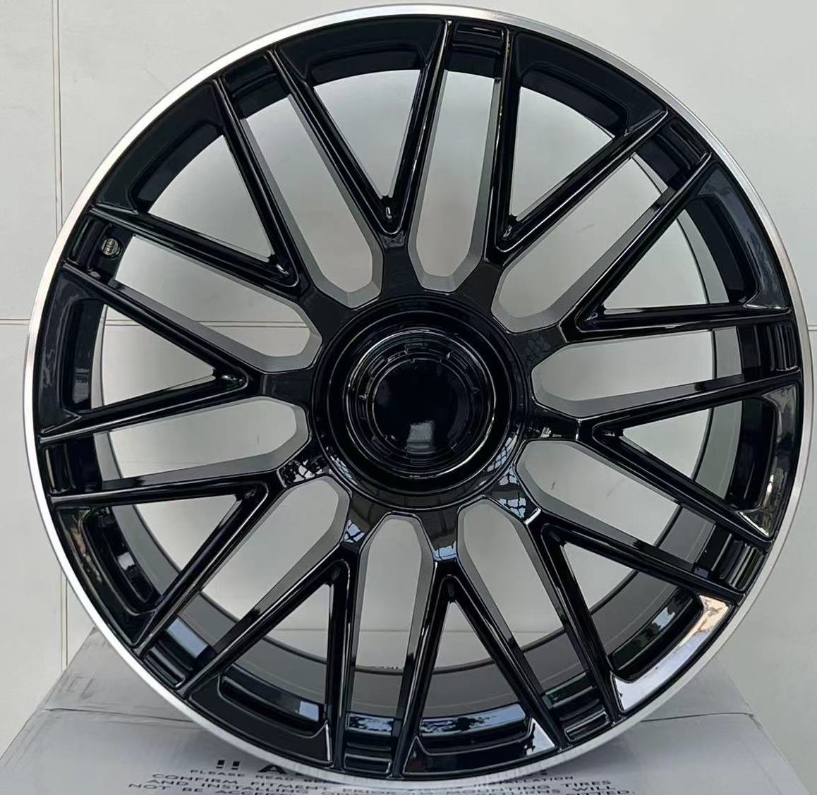 22" Mercedes S-Class GLE GLS Staggered Gloss Black Machined Lip Wheels & Rims