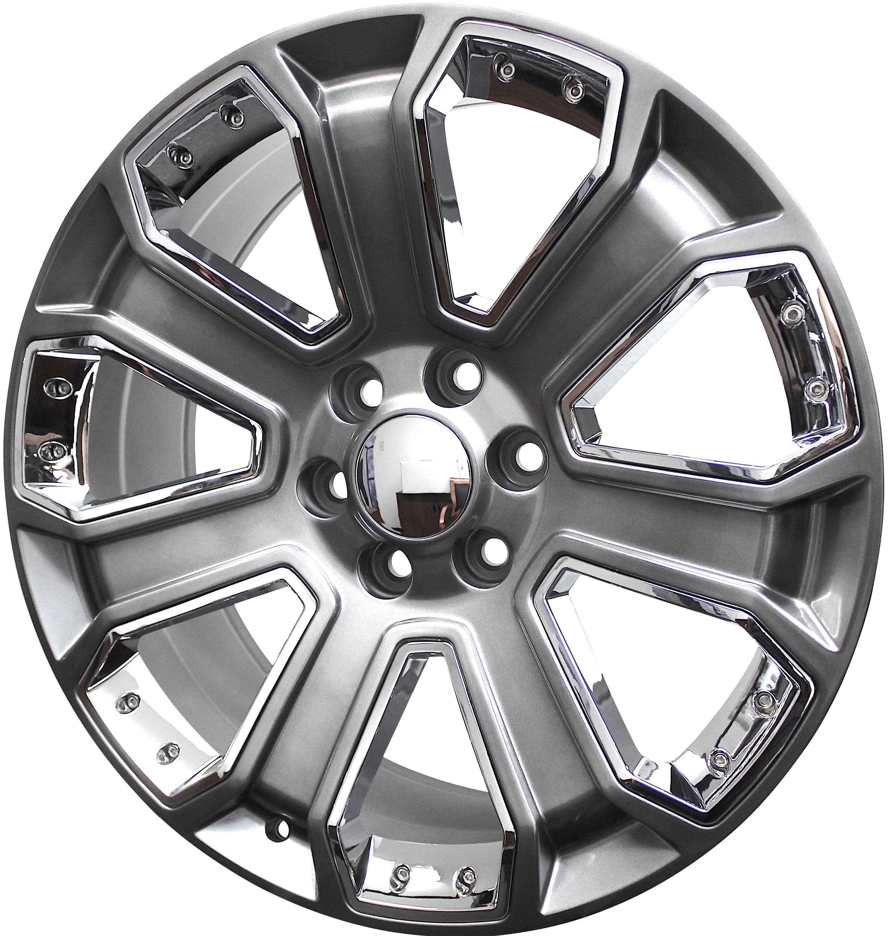 24" Chevy GMC Tahoe Yukon Sierra Silverado Suburban Hyper Silver Chrome Insert Wheels & Rims
